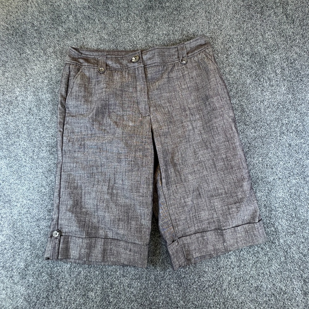 Dressbarn Chino Shorts Womens 34x13.5 Gray Cotton Stretch Flat Front Casual